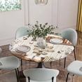 thumbnail image 5 of Farmhouse Vintage Round Tablecloth for 36-44 Inch Tables,Fitted Table Cover with Elastic Edge,Country Cotton Book Butterfly Art Waterproof Outdoor Table Cloth Protector for Patio Garden Dinner Picnic, 5 of 9