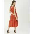 thumbnail image 2 of Moomaya Solid Cotton Sleeveless Dress, V-Neck Smocked Waist Tiered Midi Dress, 2 of 8