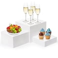 thumbnail image 1 of Hacaroa Set of 3 Acrylic Cube Riser Hollow Bottom, Glossy White Buffet Riser Food Display Stand, 5 Sides Cupcake Stand Nesting Display Boxes for Jewelry, Collectibles, Figures, 3 Sizes, 1 of 7