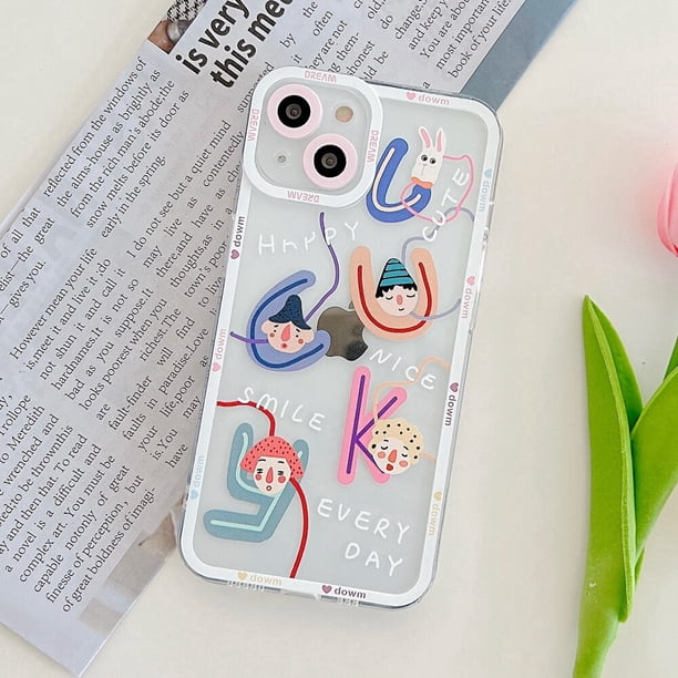Funda de teléfono con pintura de niña de dibujos animados para iPhone 11 12 13 14 Pro Max X XS XR 7 8 Plus SE 2020, carcasa trasera suave transparente a prueba de golpes Tan Jianjun unisex