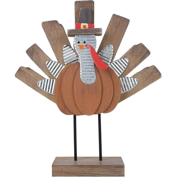 Thanksgiving turkey decoration, wooden indoor standing tabletop turkey decoration, suitable for home office bedroom kitchen Thanksgiving harvest day decoration