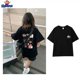 thumbnail image 3 of Camiseta de manga corta de Anime Crayon Shin-Chan de algodón puro con dibujos animados negros para mujer, Top holgado de talla grande con cuello redondo a la moda coreana para verano, 3 of 4