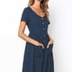 thumbnail image 5 of Vestido de verano informal para mujer, de manga corta, con botones, para playa, con bolsillos, 5 of 5