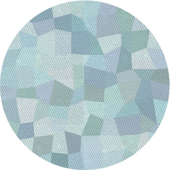 Ahgly Company Machine Washable Indoor Round Transitional Robin Egg Blue Area Rugs, 4' Round