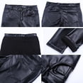 thumbnail image 5 of Men's Black PU Leather Pants Slim Fit&nbsp; Classic Pocket Stretchy Business Casual Trousers Daily Wear, 5 of 5