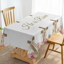 He is Risen Tablecloth Easter Christian Cross Spring Holiday Decoration Floral Kitchen Dining Room Home Table Cover (60" x 102")