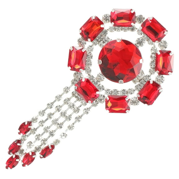 TAILTOSS Alloy Rhinestone Collar Pin 1Pack Red Vintage Clothes Brooches for Women Dressing and Coats
