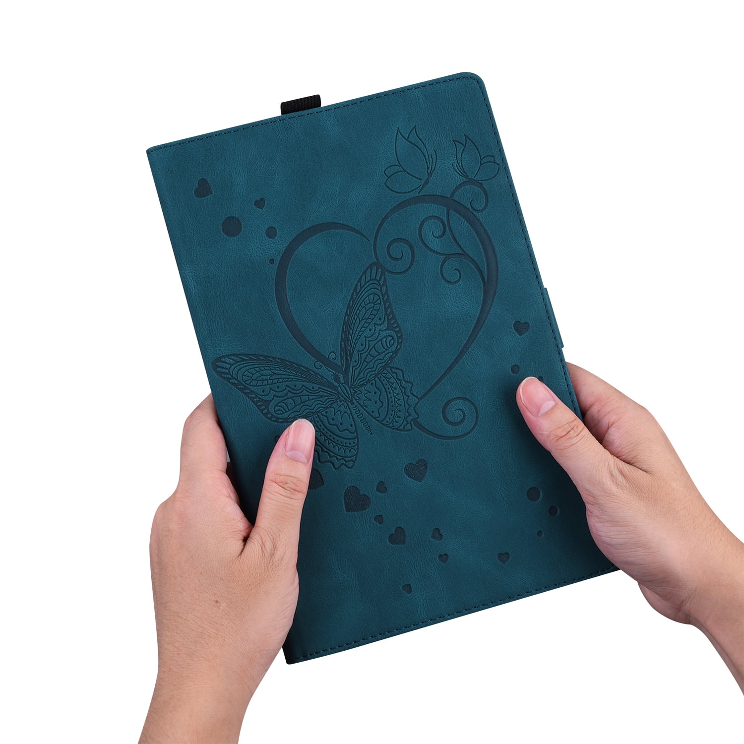 Allytechgroup iPad Pro 11 M4 2024 Case, PU Leather Folio Stand Bumper Anti-Scratch Kickstand Butterfly Embossed Shockproof Slim Fit Pencil Holder Case Cover for Apple iPad Pro 11" 2024, Blue
