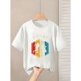 thumbnail image 1 of T-Shirt Featuring a Colorful Hexagonal Frame Around a Rugby Player Silhouette, with The Word 'RUGBY' Prominently Displayed. The Stretchy Fabric Is Suitable for Girls Aged 4-13 As a Clothing Gift., 1 of 6