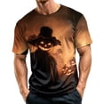 thumbnail image 2 of Mens Halloween Shirts Spider Pumpkin Graphic Short Sleeve Cute Tees Castle Print Crew Neck Funny Spooky T-Shirt XL, 2 of 6