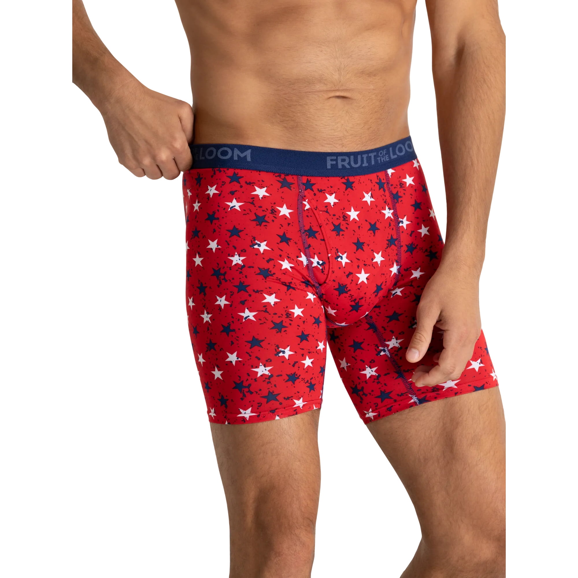 Fruit of the Loom Men's Americana Stretch Boxer Briefs, Moisture Wicking Underwear, 3-Pack