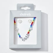 Claire's Box Rainbow Peace Sign Necklace Set