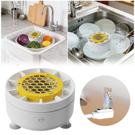 Intelligent Fruit and Vegetable Cleaning Machine - 6-Layer Electrolysis USB Rechargeable Produce Purifier, Portable Kitchen Cleaner for Fruits, Vegetables, Seafood & Dishes (Yellow)