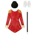 thumbnail image 7 of iiniim Women's Ringmaster Costume Circus Ring Leader Outfit Master Lion Tamer with Hat and Gloves Magic Wand Set Red XL, 7 of 7