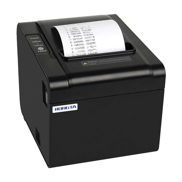 Rongta Imprimante de Reçus POS, Imprimante Thermique 80mm, ESC/POS, Imprimante de Cuisine de Restaurant avec Coupeur Automatique Support Tiroir à Billets, Imprimante de Reçus USB Série pour Petits