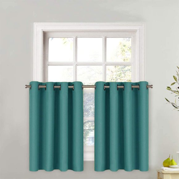 AIR-Window Blackout Valances with Eyelet - Christmas Half Window Cafe Window Treatment Curtains (52 Inches Wide x 36 Inches Length,Sea Teal,2 Pieces)