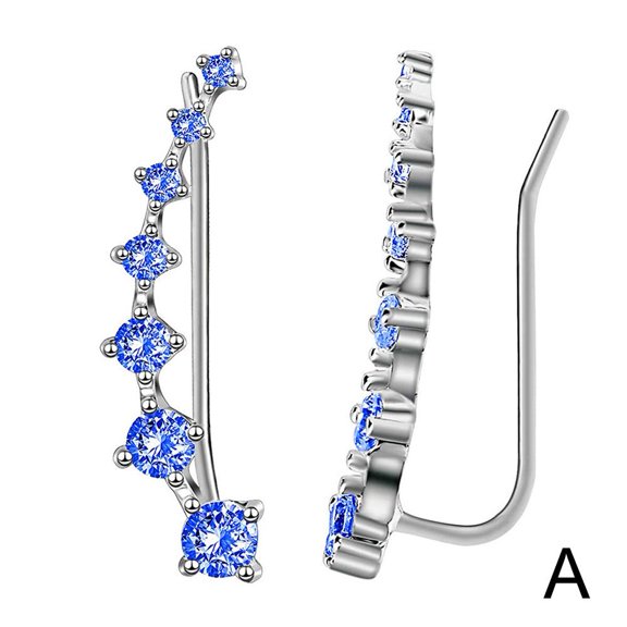 7 Crystals Stud Earrings,Cubic Zirconia Climber Ear Wrap Earring for Women,Sparkling Crystals Ear Cuffs Hoop Crawler Earrings,Ear Climbers Earrings,Jewelry Gifts