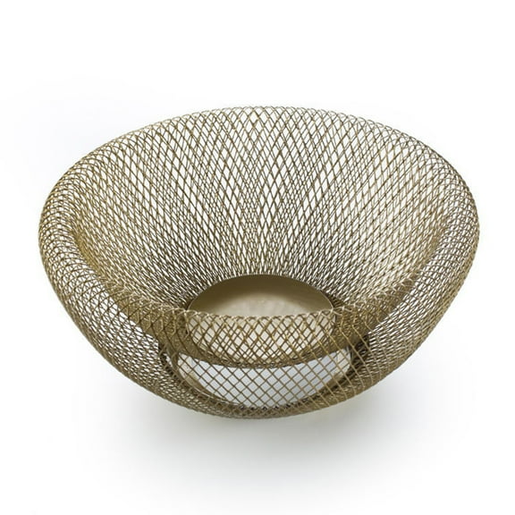 SIEYIO Hand-woven Iron Wire Hollow Storage Fruit Vegetable Basket Round Elegant Picnic Tray Food Bread Dishes Multipurpose