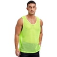 thumbnail image 2 of YONGHS Men's Mesh See Through Fishnet Muscle Tank Top Sleeveless Workout T-Shirt Night Club Tops Clubwear Fluorescent Green L, 2 of 7