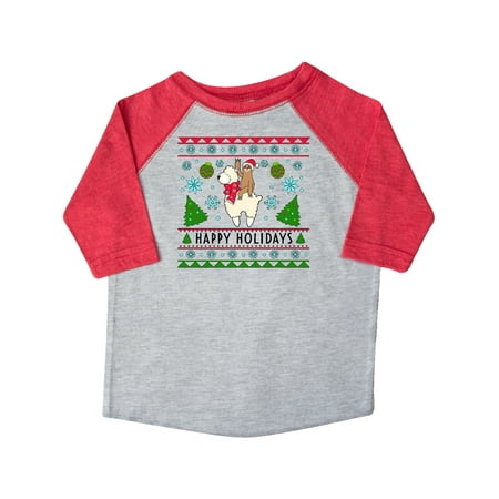 

Inktastic Happy Holidays Sloth and Llama Ugly Sweater Style Gift Toddler Boy or Toddler Girl T-Shirt