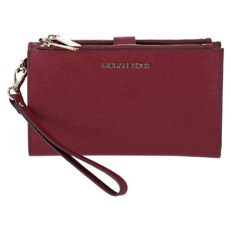 Michael Kors Jet Set Double Zip Wristlet Wallet Dark Cherry Large Size Walmart