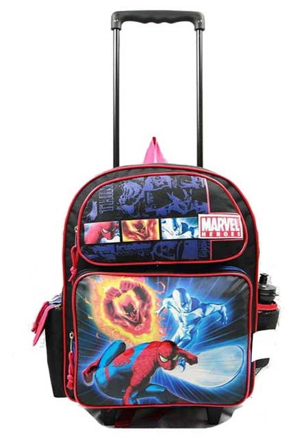 Spider-man 12" Boys Rolling Backpack With Free Water Bottle 