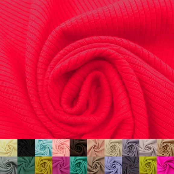 53" Width Polyester Rayon Spandex 4X2 Rib Knit Fabric by the Yard