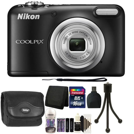 Nikon COOLPIX A10 16.1 MP Compact Digital Camera (Black) + 16GB Premium Vacation