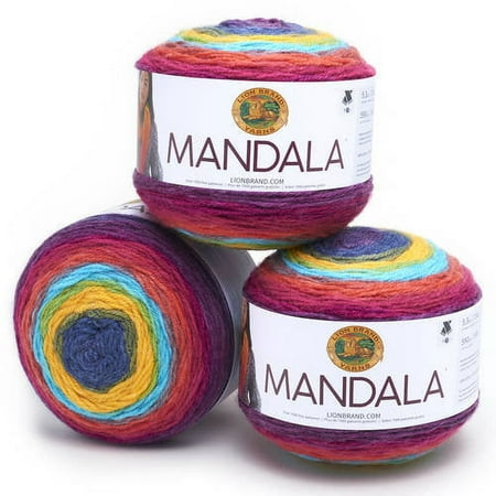UPC: 0842093110385 | Lion Brand Yarn Mandala Wizard Self-Striping Light Acrylic Multi-color Yarn 3 Pack