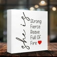 thumbnail image 4 of Zomyto 7x7 In Inspirational Wooden Box Sign,She is Strong Fierce Reave Full of Fire Motivational Decor, 4 of 7