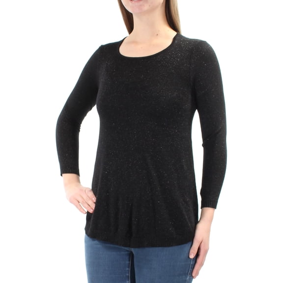 ALFANI $59 Womens New 1309 Black Glitter Long Sleeve Sweater M Petites B B