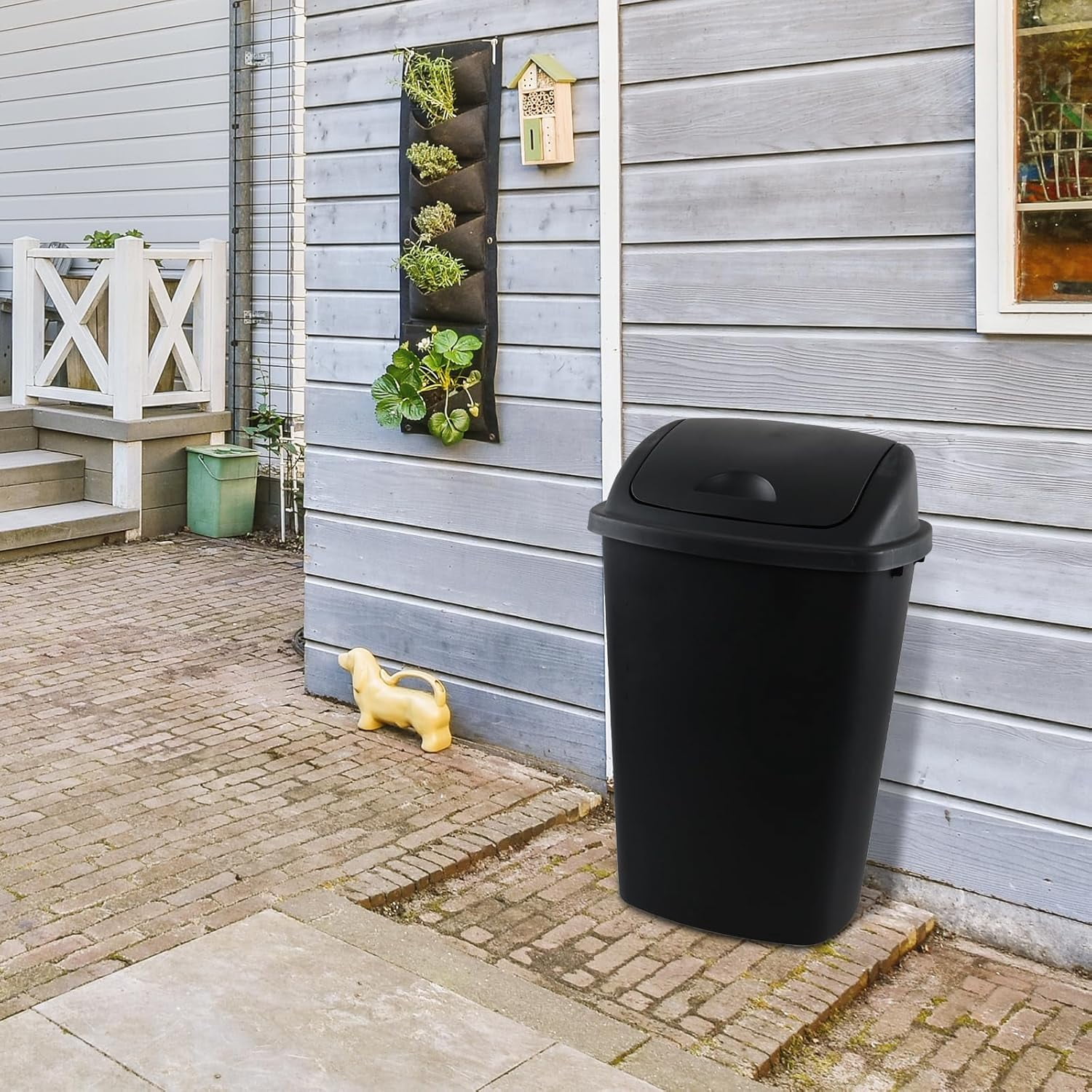 4-pack Uumitty 13 Gallon Plastic Swing Top Kitchen Garbage Can - Handles - 4 Pack, Black — Residential Use, Standard Application