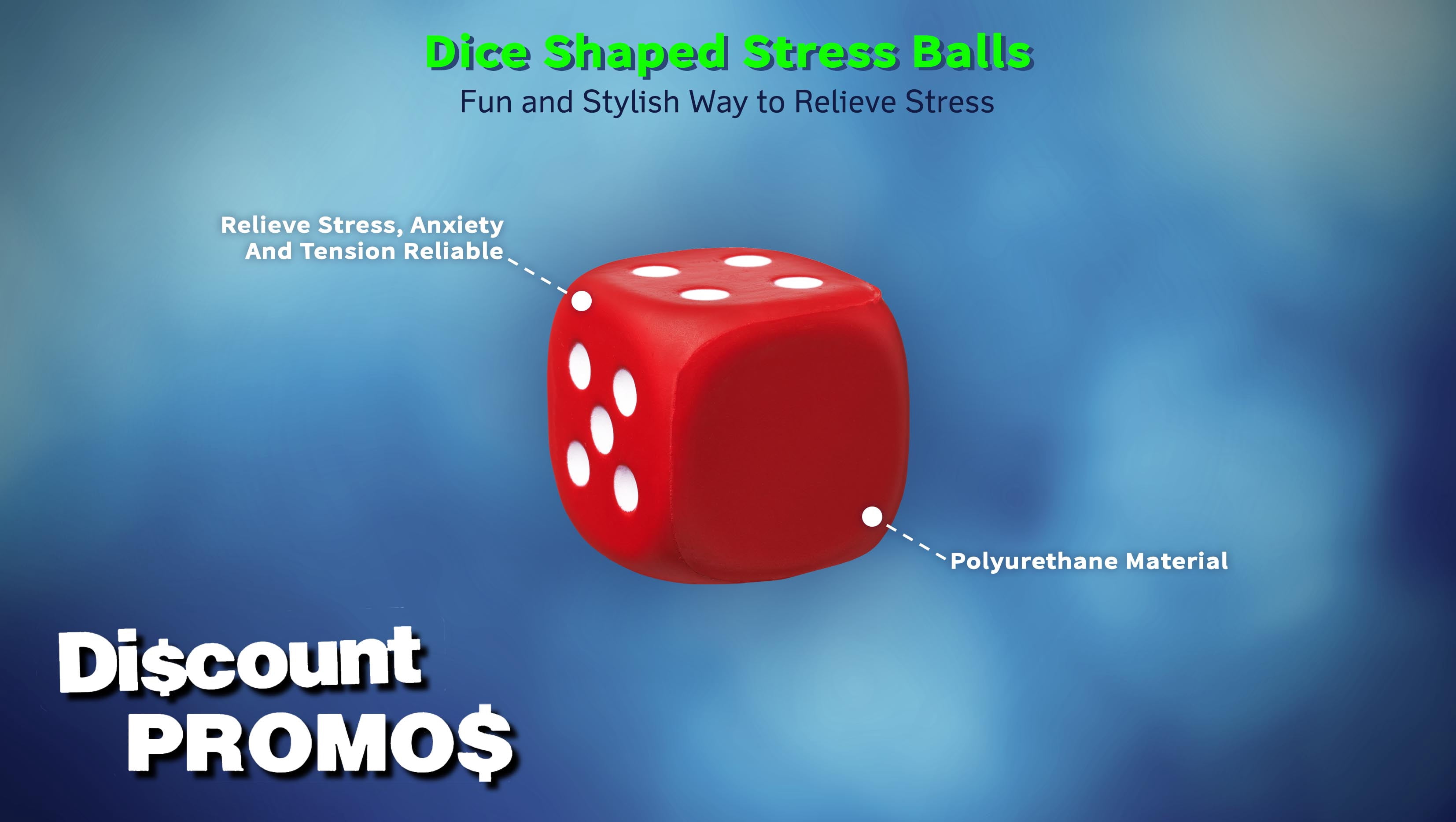 10 Dice Shaped Stress Balls Pack - Square, Stress Reliever, Hand Therapy, Lightweight - Red