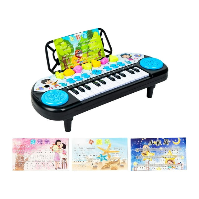 bedienty Pianos Électroniques Multifonctionnels 24 Touches avec Sons Lumières pour Filles Garçons Bleu