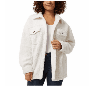 32 Degrees Ladies' Super Soft Cozy Over Shirt Jacket, Cream XL/XXL