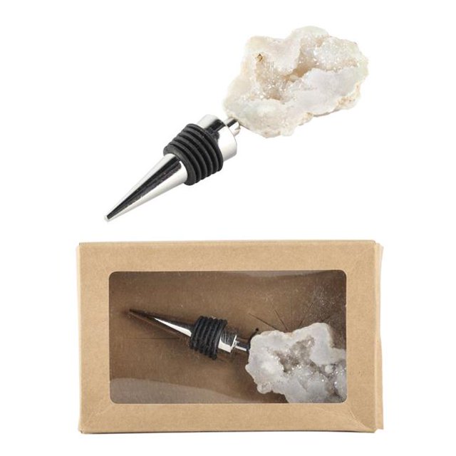 R16 Home 40035-Whit Crystalline Bottle Stopper, White Geode