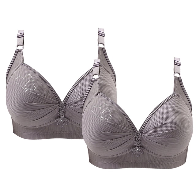Bras for Women, 2PCS Womans Printing Gathered Together Large Size Daily Bra Underwear No Rims