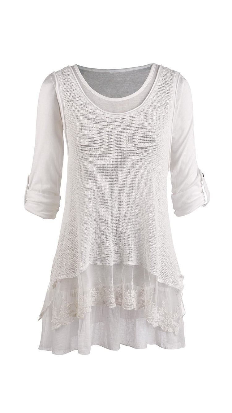Roll Tab Sleeve Blouse and Gauzy 