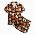 thumbnail image 6 of CAUYDY Girls Halloween Satin Pajamas Set Short Sleeve Sleepwear Button Down Loungewear 2 Piece Pjs Shorts Set,8-9 Y, 6 of 6