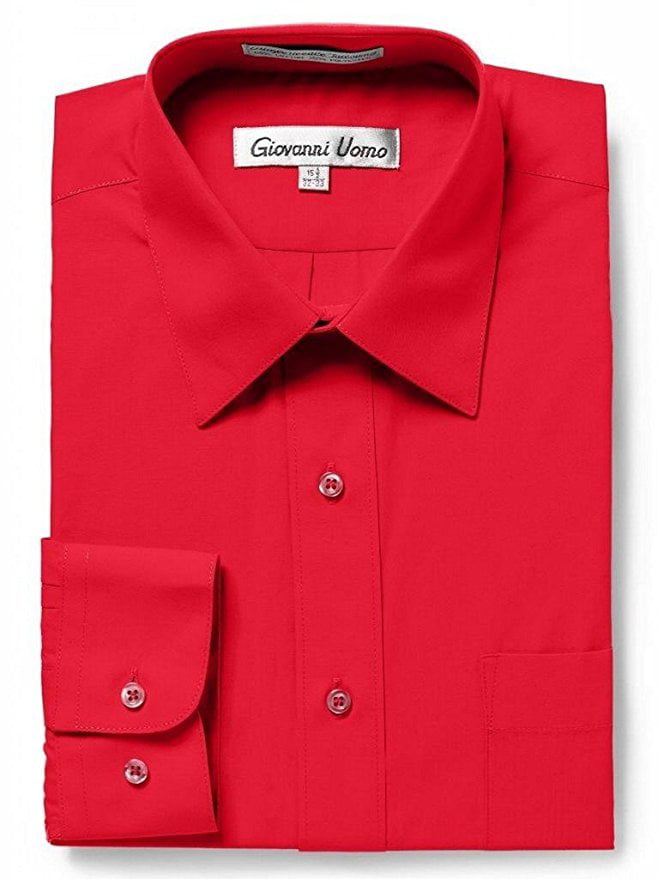 Gentlemens Collection - Men's Regular Fit Long Sleeve Solid Dress Shirt ...