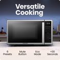 thumbnail image 2 of Horno microondas Chefman para encimera de 0,9 pies cúbicos. Pie. Microondas digital de acero inoxidable de 900 vatios con 6 presintonías, modo ecológico, opción de silencio, función de memoria, bloque, 2 of 5