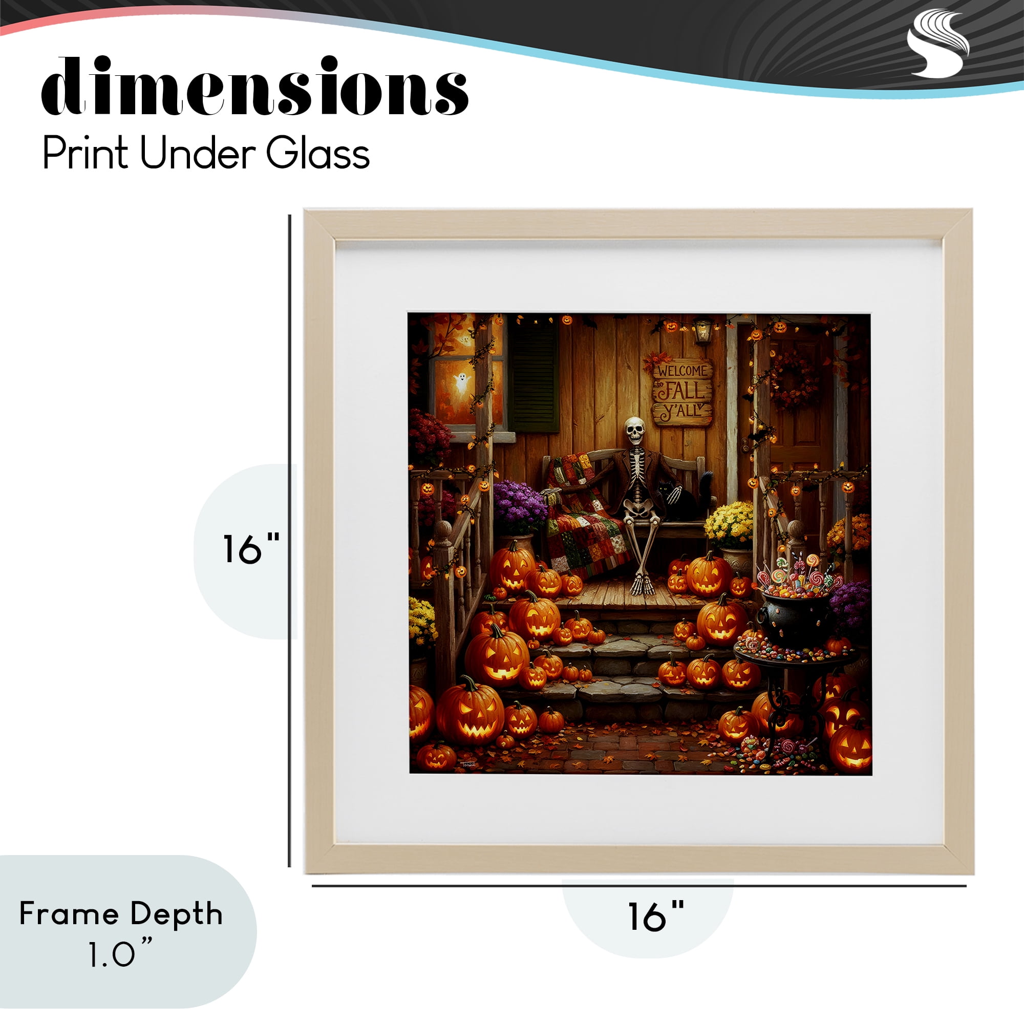 Stupell Industries Welcome To Fall Skeleton Porch Birch Framed Print Under Glass, design by Tabz Jones