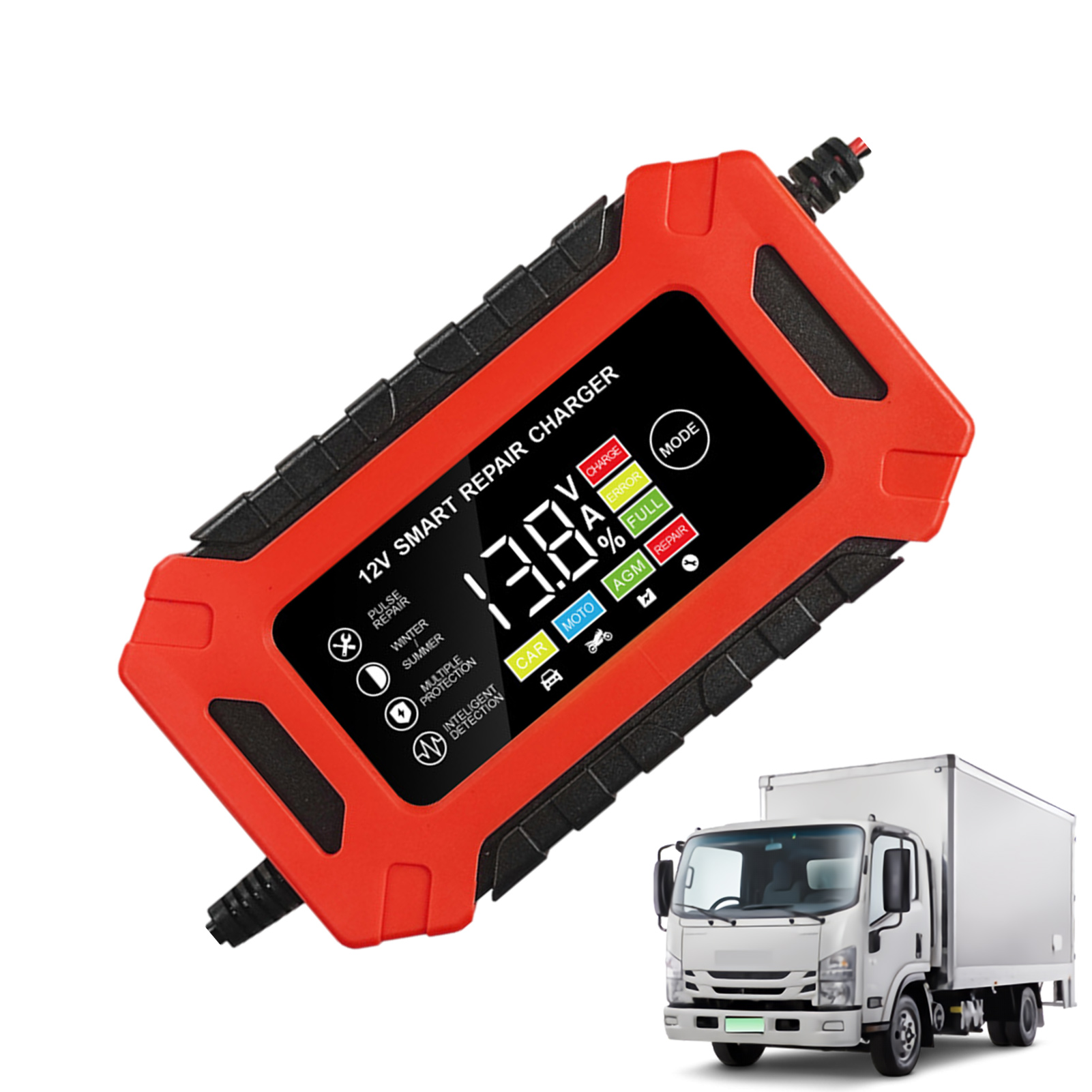 Battery Chargers, 12V Smart Fully Automatic Battery Maintainer, Battery Minder with Temperature Compensation for Motorcycle, Car, Lawn Mower, Boat