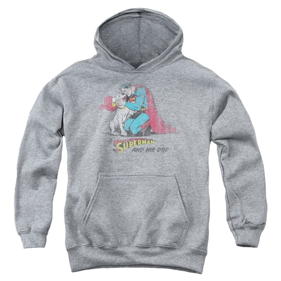 Superman - And His Dog - Youth Hooded Sweatshirt - Small