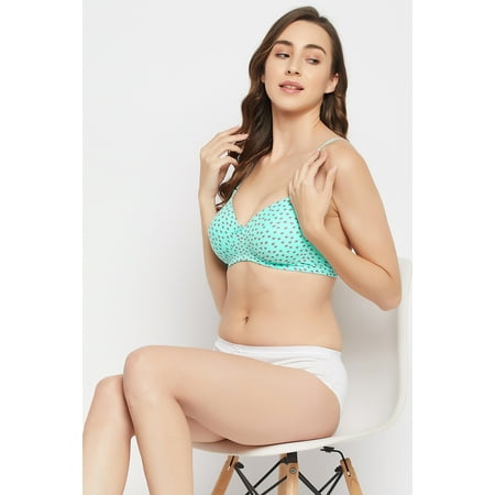 

Clovia Padded Non-Wired Full Cup Printed Multiway T-shirt Bra in Aqua Blue - Cotton