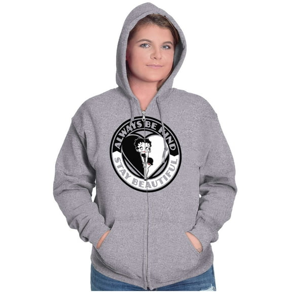 Betty Boop Always Be Kind Cute Zip Hoodie Sweatshirt Women Brisco Brands S