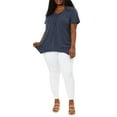 thumbnail image 2 of Agnes Orinda Women's Plus Size V Neck Short Sleeve Asymmetric Hem Polka Dots Pintuck Top 4X Blue, 2 of 7