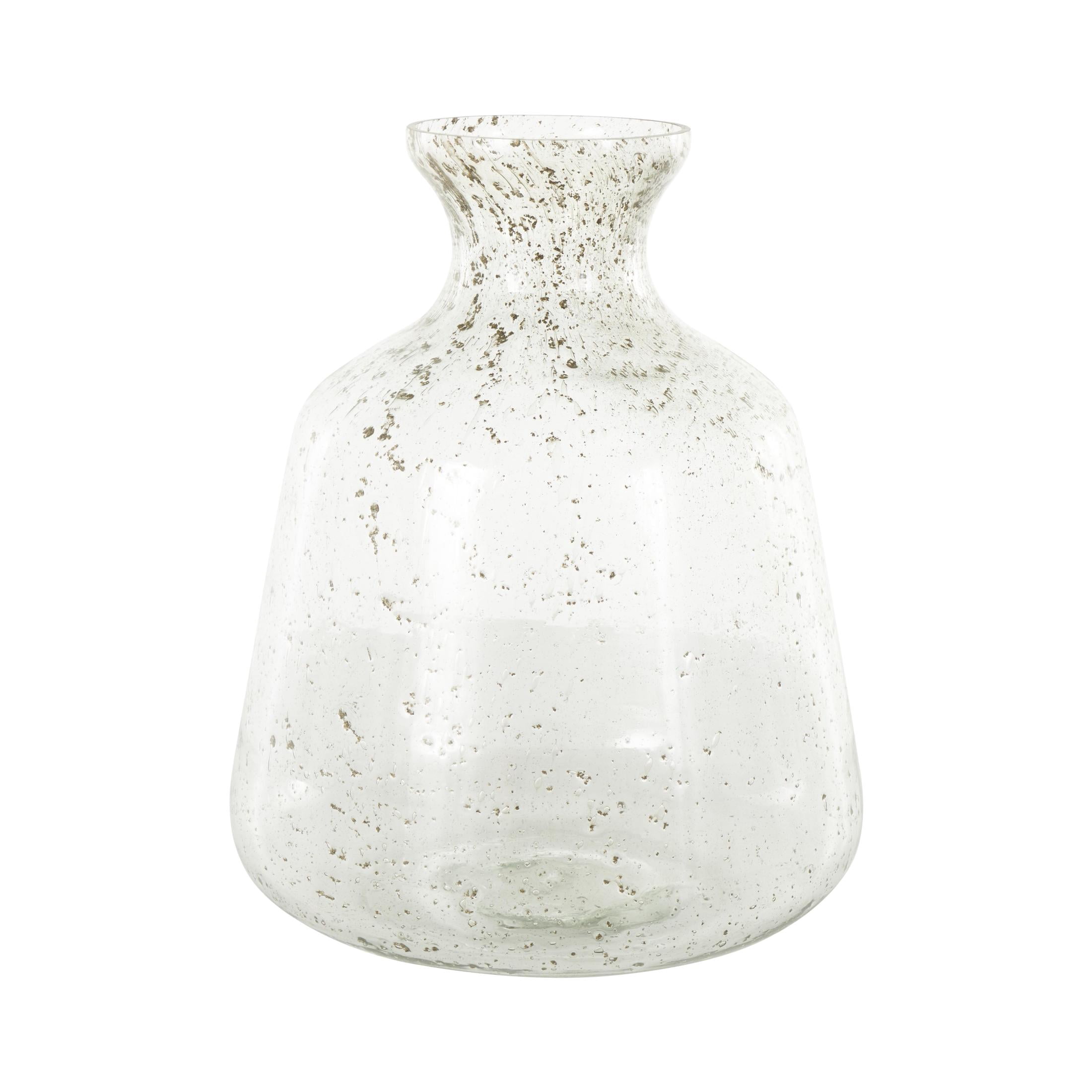 DecMode 17" Speckled Glass Vase with Brown Accents