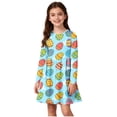 thumbnail image 2 of Xdegoge Classic Kids Girls Easter Dress Cute Bunny Egg Graphic Printed Tween Summer Sundress Knee Length Swing Long Sleeve Spring Holiday Event Outfit Casual Daily Play Wear for Teen, 2 of 7