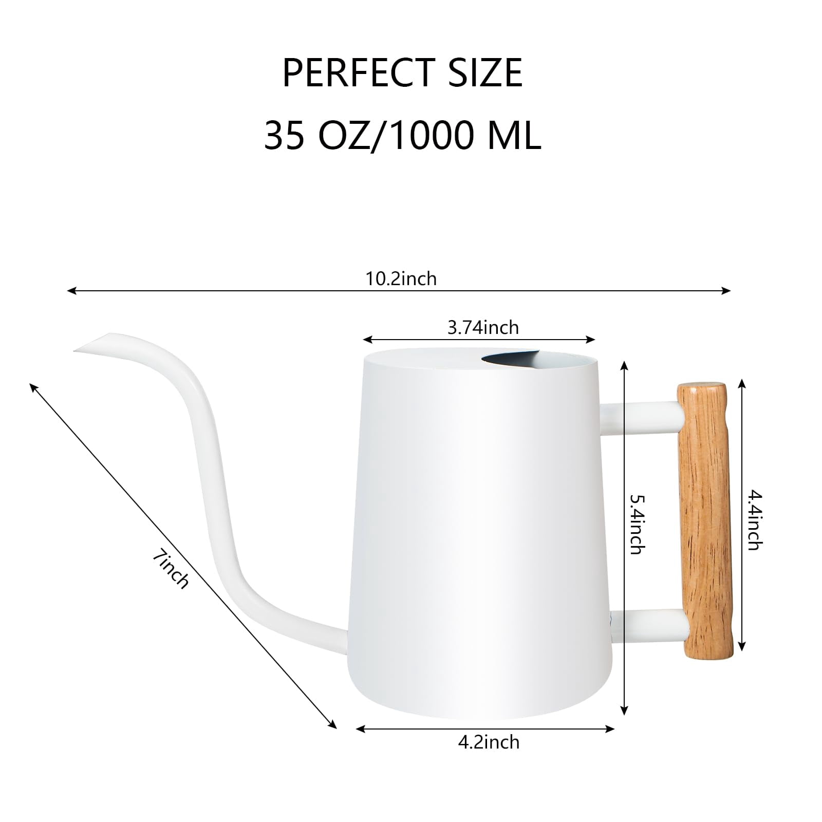 Watering Can Indoor Plants, 35oz Small Stainless Steel Metal Watering Can Modern Decorative Watering Pot with Long Spout for Indoor House Plant Bonsai Garden Flowers (Copper) - WHITE